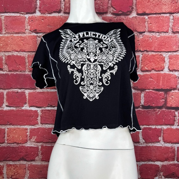 Affliction Tops - Affliction Women’s Graphic Baby Tee -Size: XL -NWOT